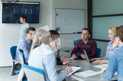 Image of Business Team At A Meeting at modern office building