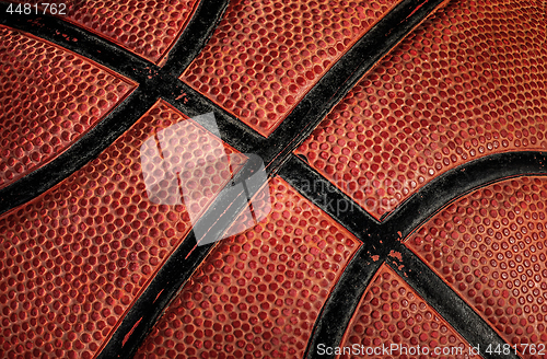 Image of Closeup part of old basketball ball