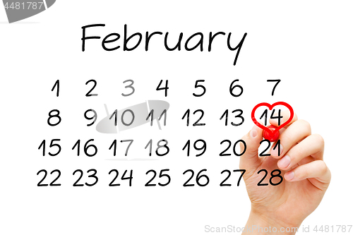 Image of Valentines Day February 14 Calendar Concept