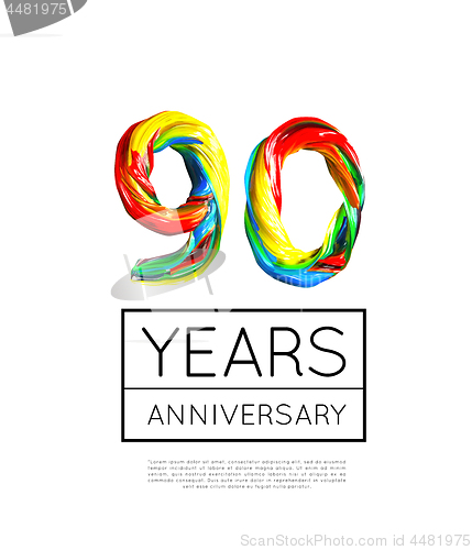 Image of 90th Anniversary, congratulation for company or person on white background. Vector