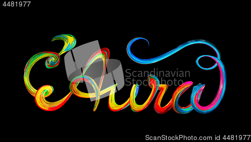 Image of Aura colorful text, lettering design on black