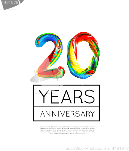 Image of 20th Anniversary, congratulation for company or person on white background. Vector