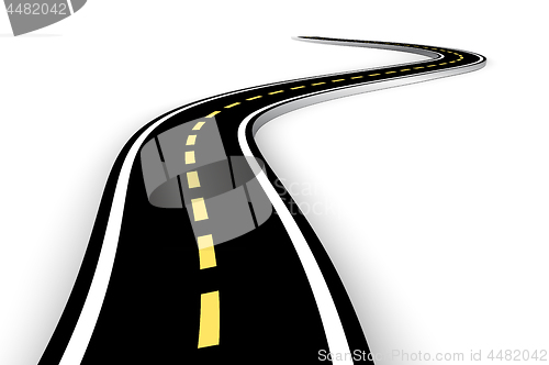 Image of Leaving the highway, curved road with markings. 3D vector illustration on white