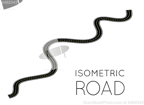 Image of Isometric highway, curved road with markings. 3D vector illustration on white