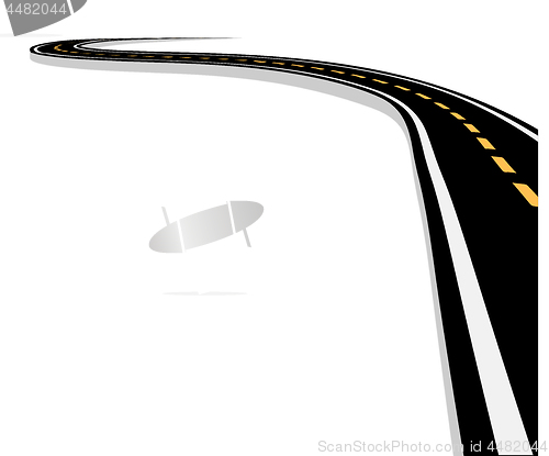 Image of Leaving the highway, curved road with markings. 3D vector illustration on white