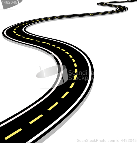 Image of Leaving the highway, curved road with markings. 3D vector illustration on white