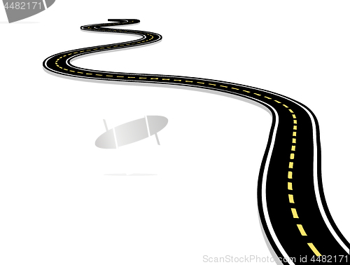 Image of Leaving the highway, curved road with markings. 3D vector illustration on white