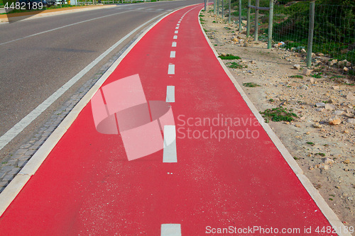 Image of Red bicycle path