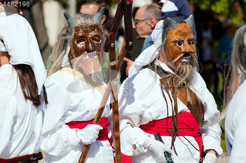 Image of Lisbon, Portugal - May 6, 2017: Parade of costumes and tradition