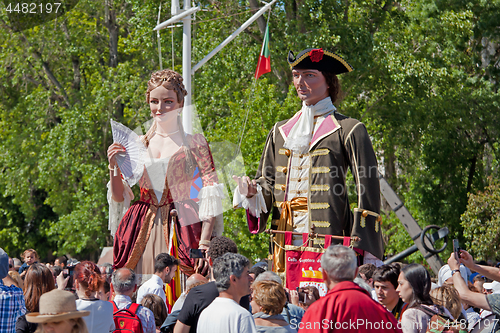 Image of Lisbon, Portugal - May 6, 2017: Parade of costumes and tradition