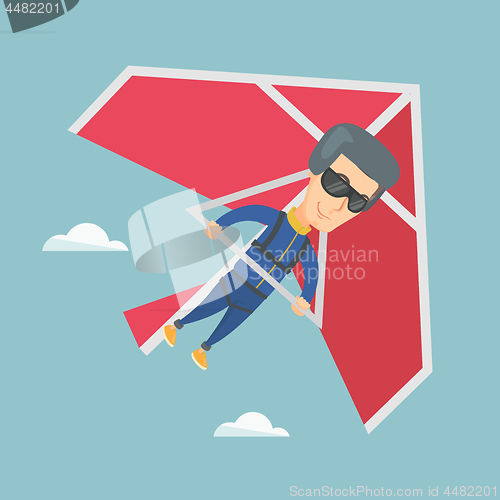 Image of Man flying on hang-glider vector illustration.