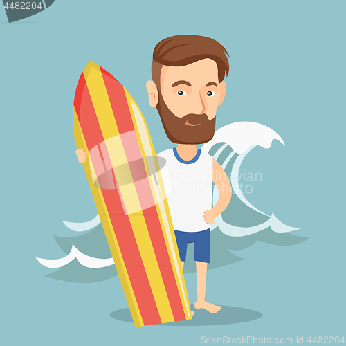 Image of Surfer holding a surfboard vector illustration.