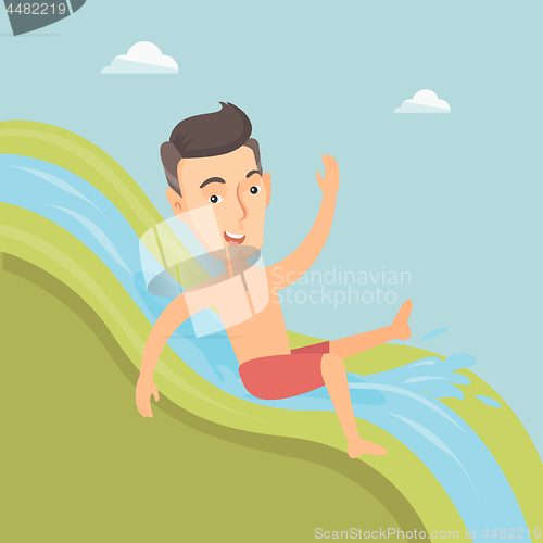 Image of Man riding down waterslide vector illustration.