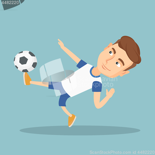 Image of Soccer player kicking a ball vector illustration.