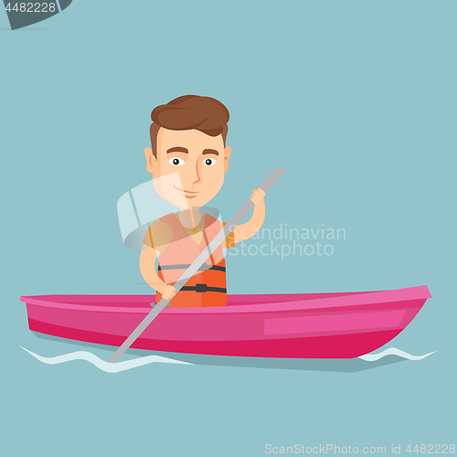 Image of Sportsman riding a kayak vector illustration.