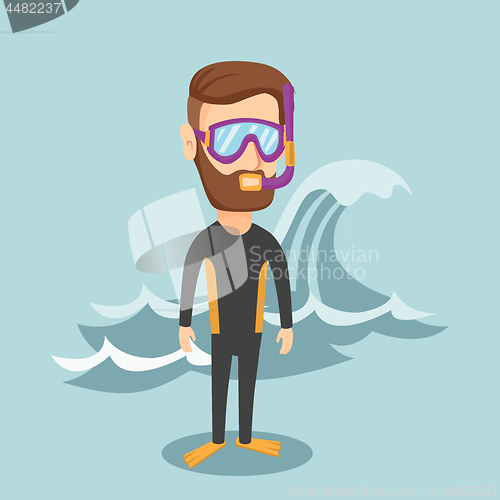 Image of Young scuba diver vector illustration.