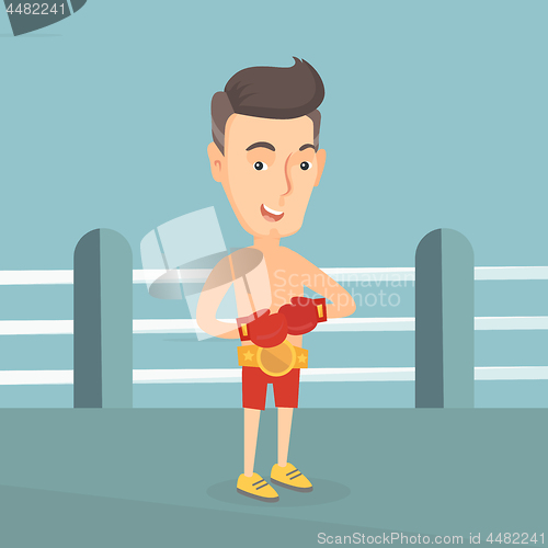 Image of Confident boxer in the ring vector illustration.