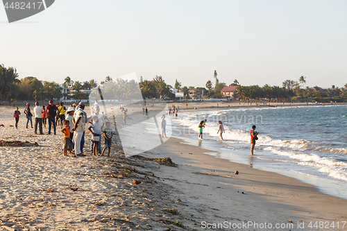 Image of Malagasy peoples resting on the beach