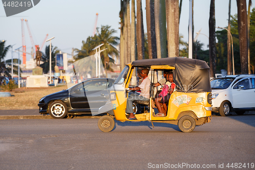 Image of Traditional rickshaw with malagasy peoples in Toamasina, Madagascar