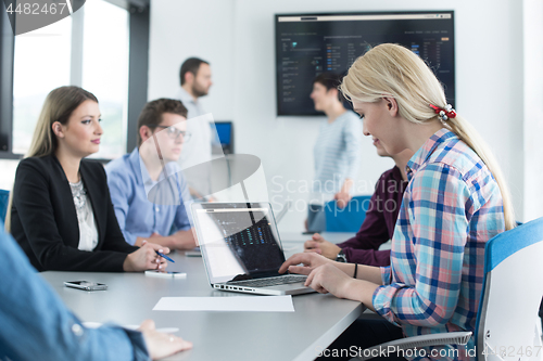 Image of Business Team At A Meeting at modern office building