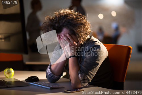 Image of businessman relaxing at the desk