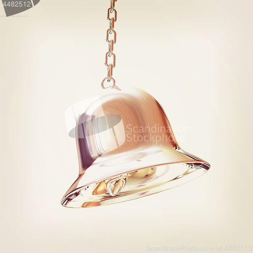 Image of Shiny metal bell isolated on white background. 3d illustration. 