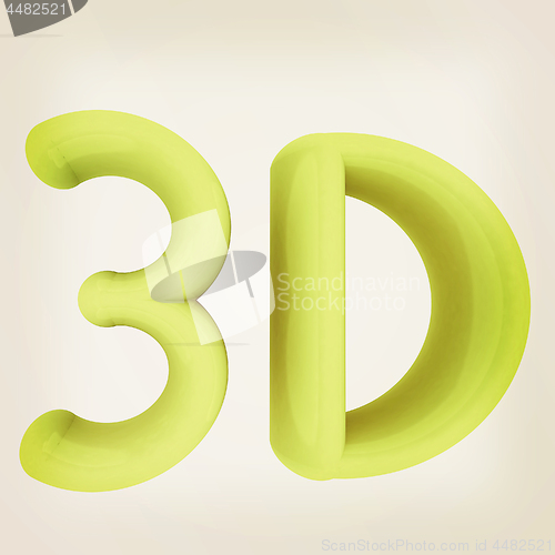 Image of 3D word. 3D illustration. Vintage style