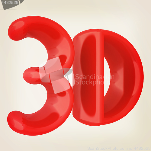 Image of 3D word. 3D illustration. Vintage style