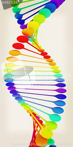 Image of DNA multi color isolated on white background. 3d illustration. V