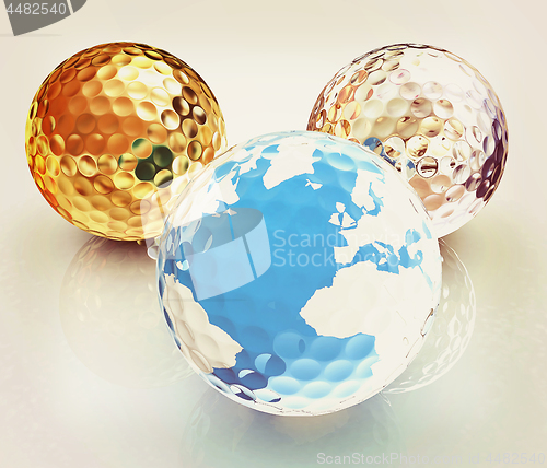 Image of Global golf winner concept with golf balls. 3d illustration. Vin