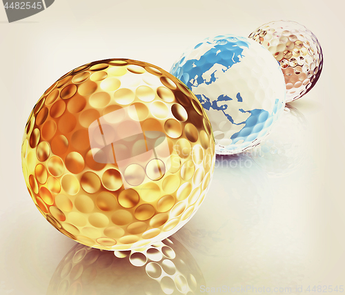 Image of Global golf winner concept with golf balls. 3d illustration. Vin