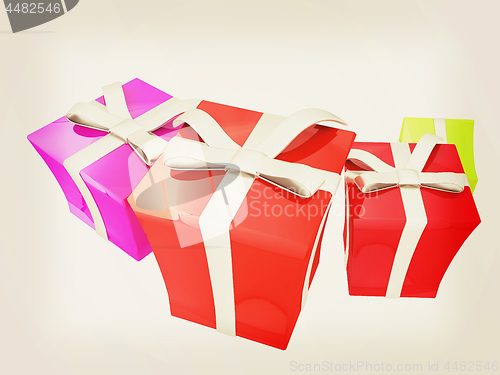 Image of Gift boxes. 3d illustration. Vintage style