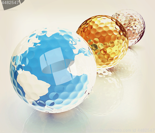 Image of Global golf winner concept with golf balls. 3d illustration. Vin