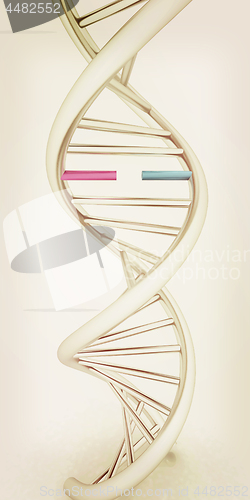 Image of DNA structure model on white. 3d illustration. Vintage style