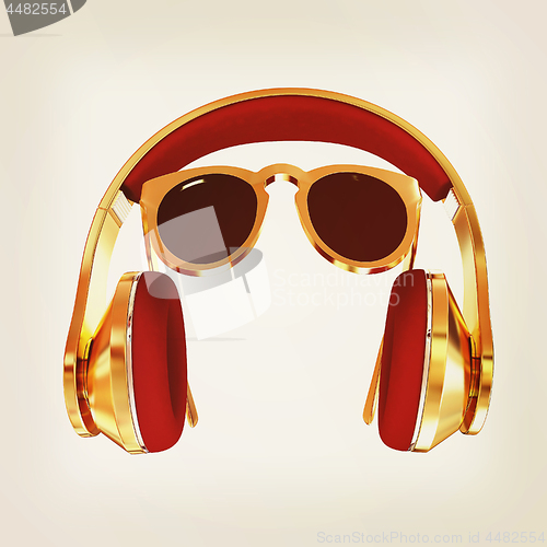 Image of Sunglasses and headphone for your face. 3d illustration. Vintage