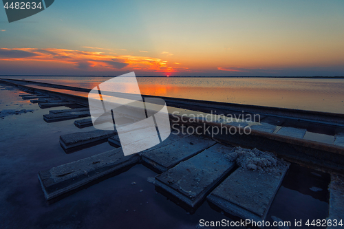 Image of Beauty sunset on salty lake
