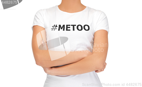 Image of woman in t-shirt with metoo hashtag