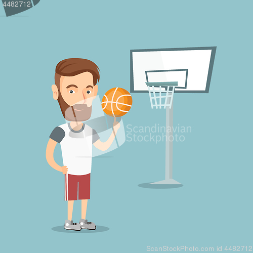 Image of Hipster basketball player spinning a ball.