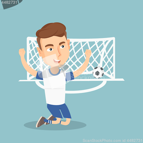 Image of Soccer player celebrating a goal.