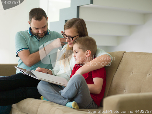 Image of family with little boy enjoys in the modern living room