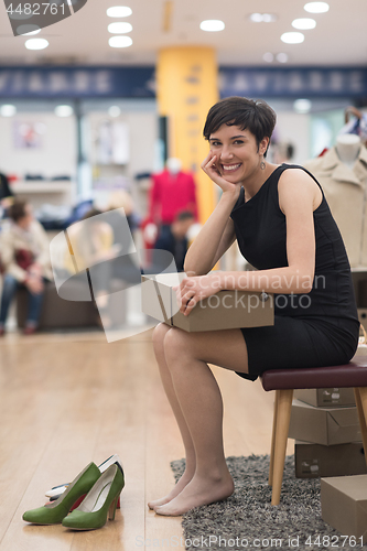 Image of Woman Trying New Shoes