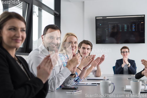 Image of Group of young people meeting in startup office