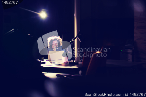 Image of businessman relaxing at the desk