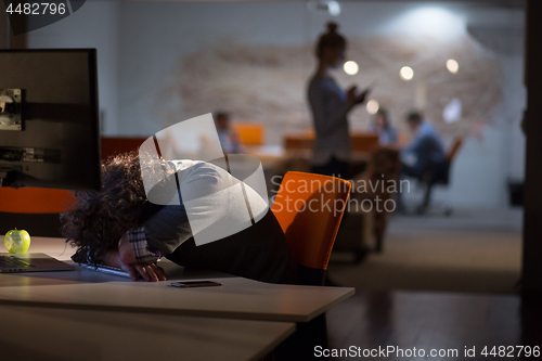 Image of businessman relaxing at the desk