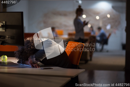 Image of businessman relaxing at the desk