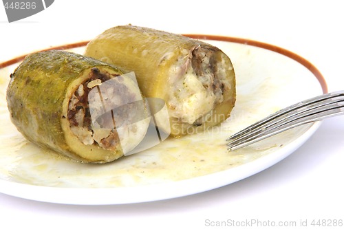 Image of stuffed courgettes on dish