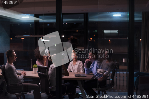 Image of Multiethnic Business team using virtual reality headset