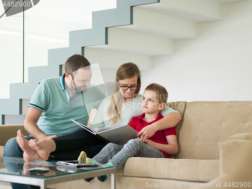 Image of family with little boy enjoys in the modern living room