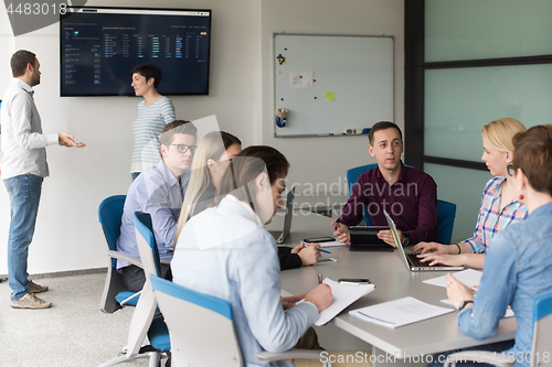 Image of Business Team At A Meeting at modern office building