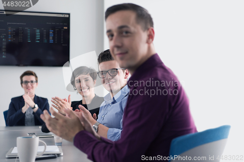 Image of Group of young people meeting in startup office